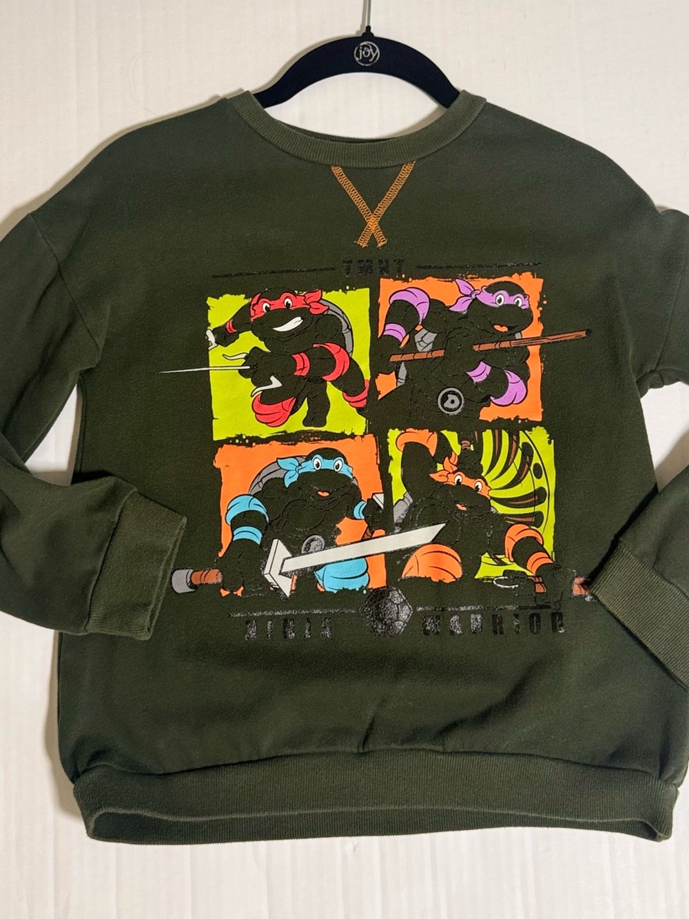 TMNT Ninja Turtles Kids 10 Green Graphic Crewneck Sweatshirt School Travel Cozy - Picture 6 of 9